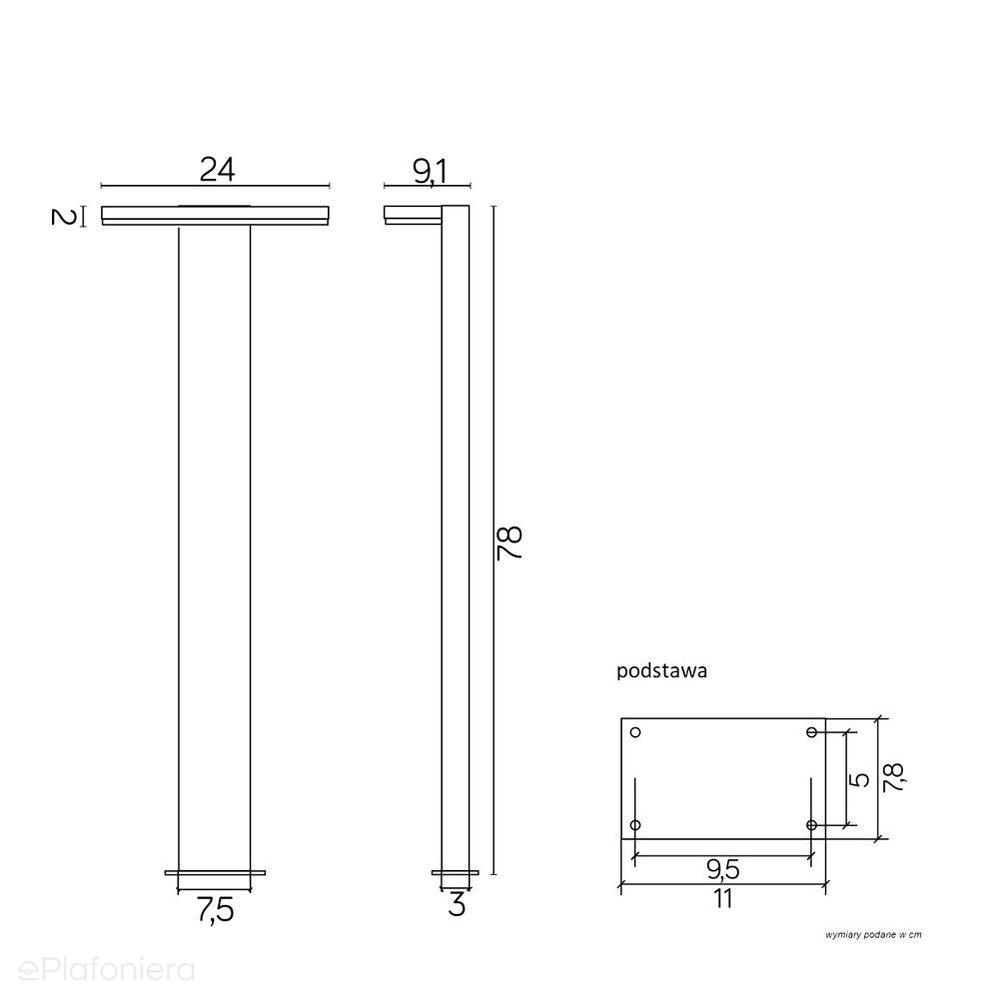 Nowoczesny słupek LED 58/78cm - ogrodowa lampa stojąca zewnętrzna grafit (LED 10W) SU-MA (Fler)