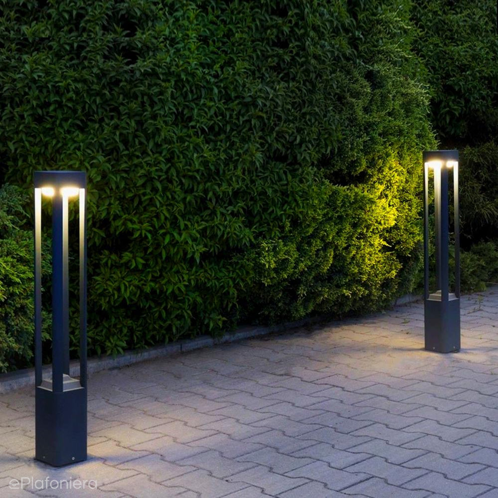 Nowoczesny słupek ogrodowy Fan kwadrat z IP54  - lampa zewnętrzna stojąca, SU-MA (50/80cm)