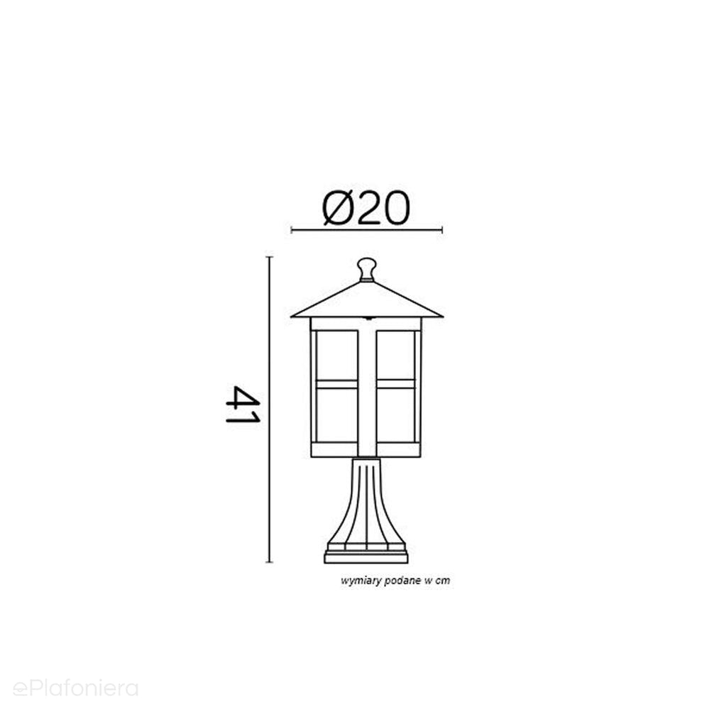 Ogrodowa latarnia, czarna zewnętrzna lampa stojąca (41cm, 1x E27) SU-MA (Cordoba)