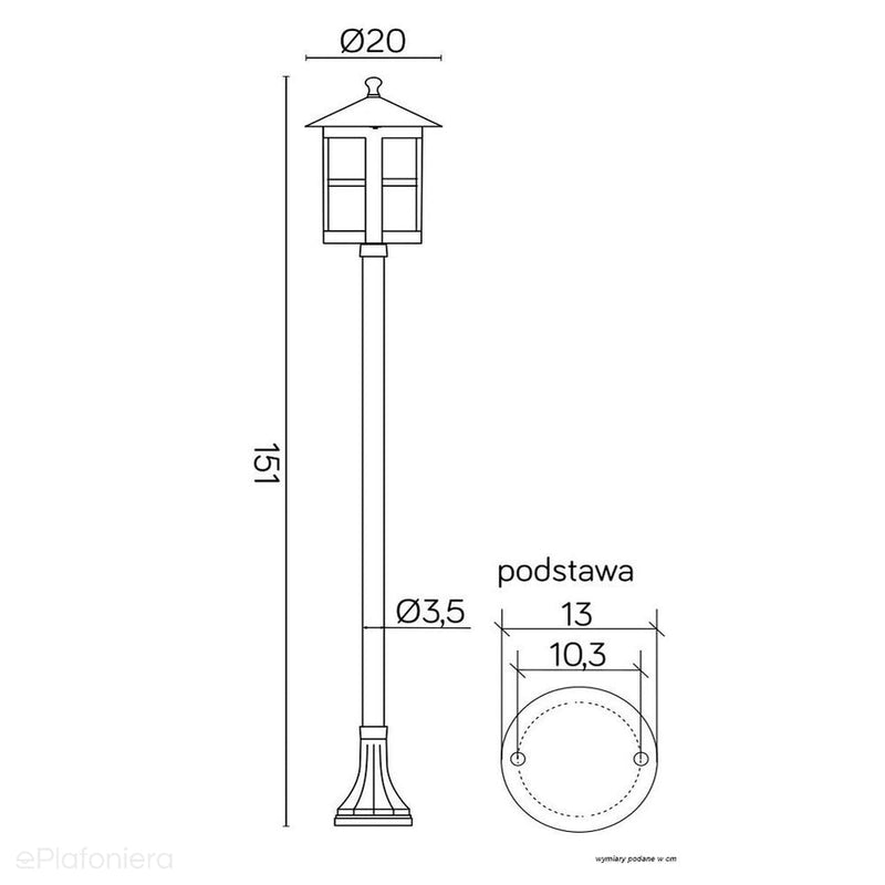 Ogrodowa latarnia, czarna zewnętrzna lampa stojąca (71/101/151cm, 1x E27) SU-MA (Cordoba)