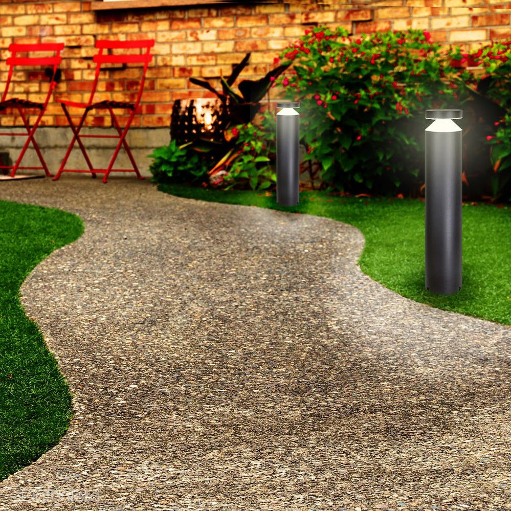 Okrągły nowoczesny słupek 50/75cm - lampa ogrodowa zewnętrzna stojąca grafit (LED 6W, 440lm) SU-MA (Delta)