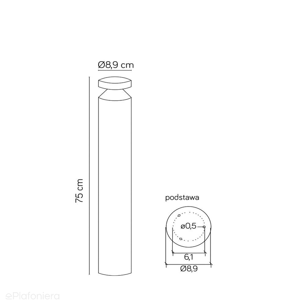 Okrągły nowoczesny słupek 50/75cm - lampa ogrodowa zewnętrzna stojąca grafit (LED 6W, 440lm) SU-MA (Delta)
