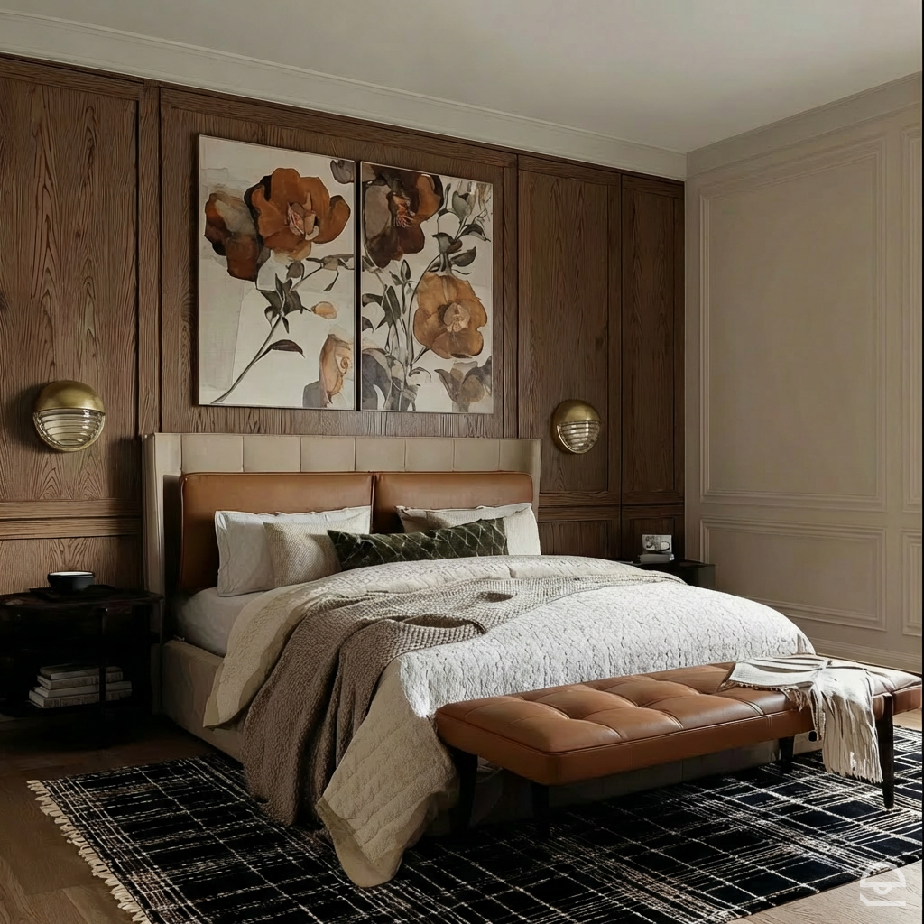 Palais – mały kinkiet LED z ryflowanym szkłem, vintage mosiądz