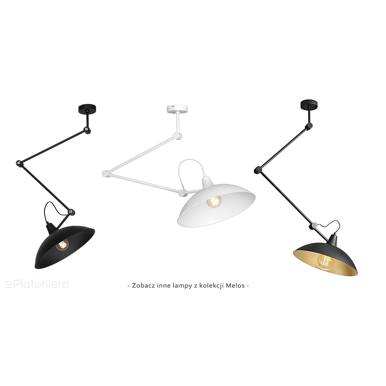 Plafon ustawny 35cm, lampa sufitowa, ścienna czarna, złota 1xE27, Aldex (Melos) 808PL/G1/Z