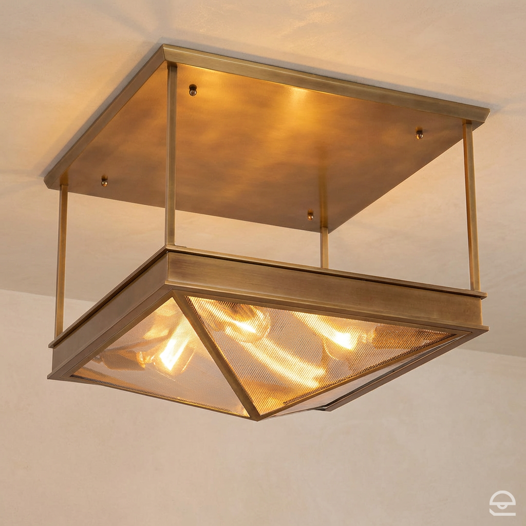 Półplafon Cairo - 4 źródła światła - Vintage mosiądz, Alora