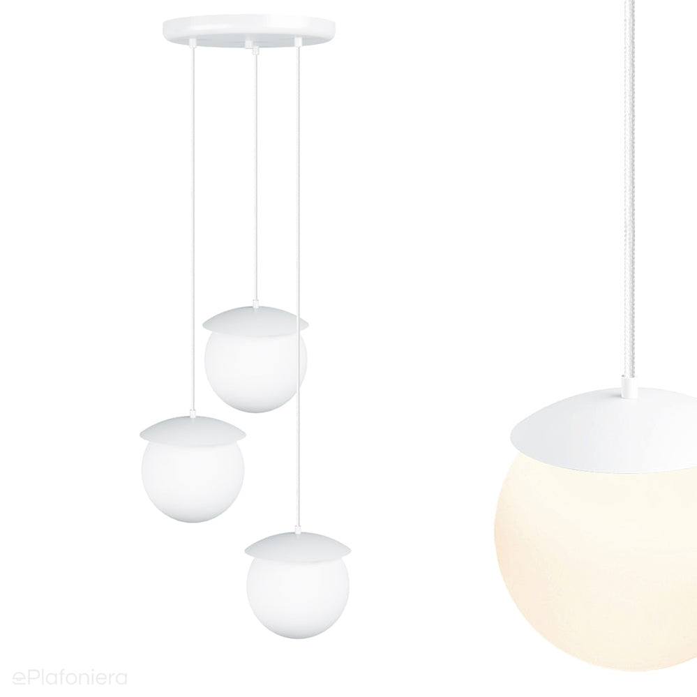 Potrójna lampa sufitowa Kuul G3-K - biała lampa wisząca do salonu i kuchni 20 cm Ummo