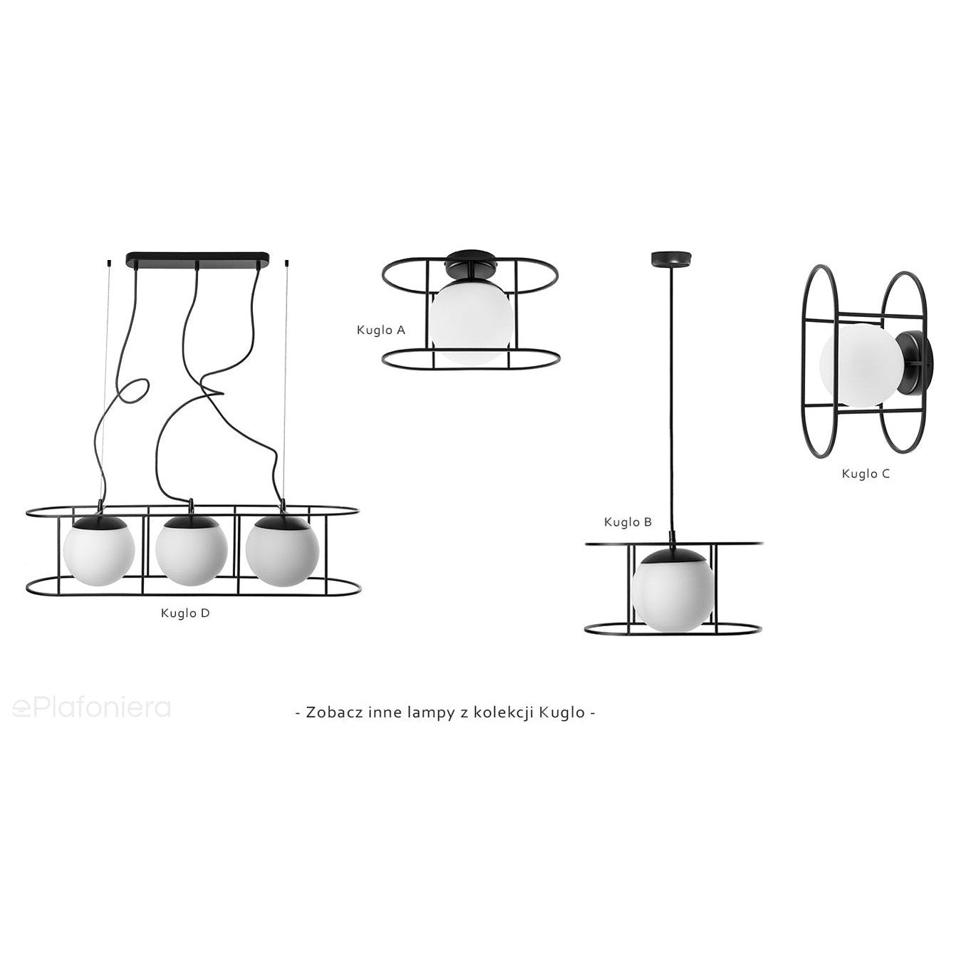 Premium czarna plafoniera Kuglo A - plafon, lampa sufitowa Ummo