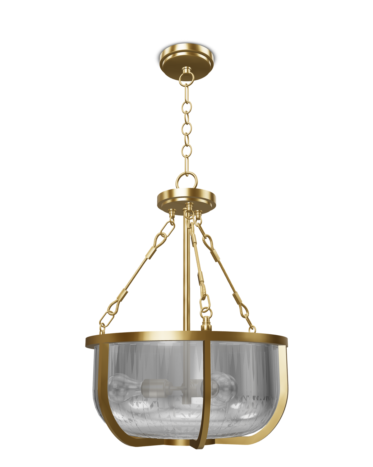 Lampa wisząca/ Półplafon Roux - 3 źródła światła - Naturalny mosiądz
