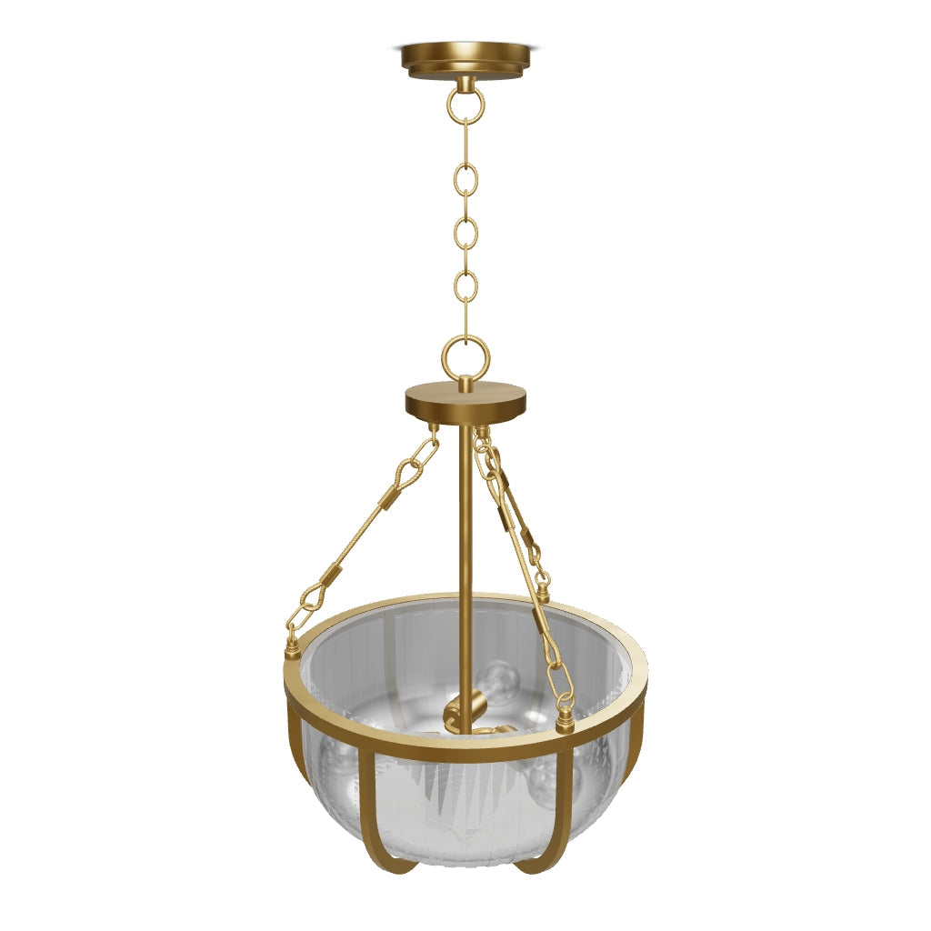 Lampa wisząca/ Półplafon Roux - 3 źródła światła - Naturalny mosiądz