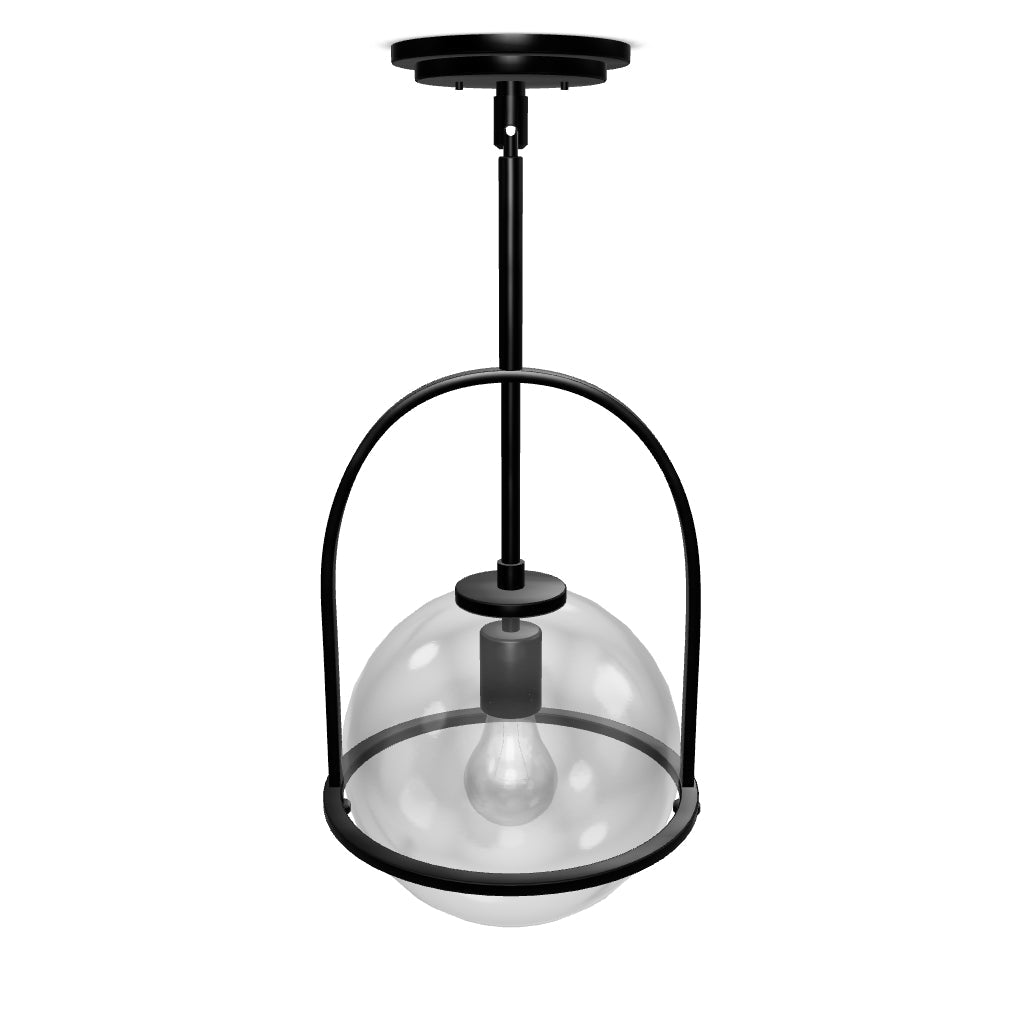 Lampa wisząca Somerset - 1 źródło światła - Opalowe szkło - Czarna