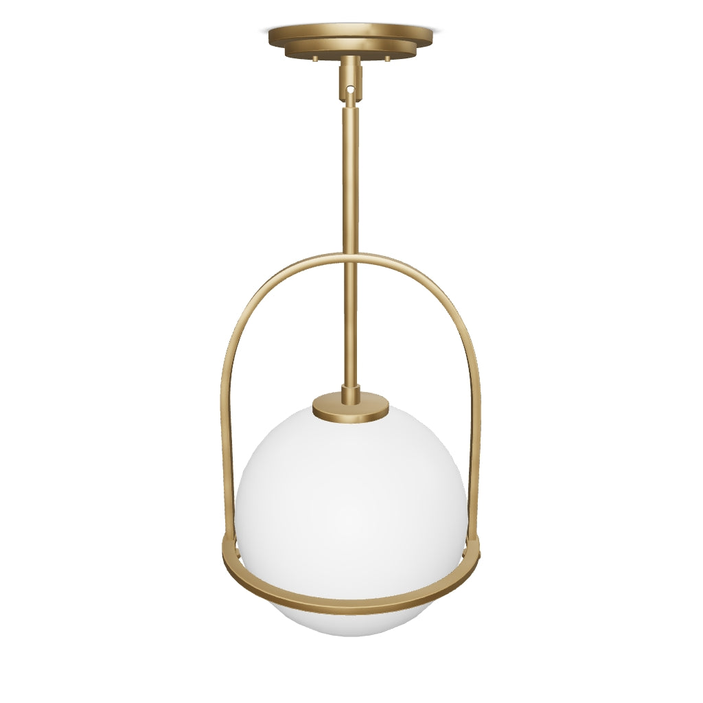 Lampa wisząca Somerset - 1 źródło światła - Opalowe szkło - Stary mosiądz