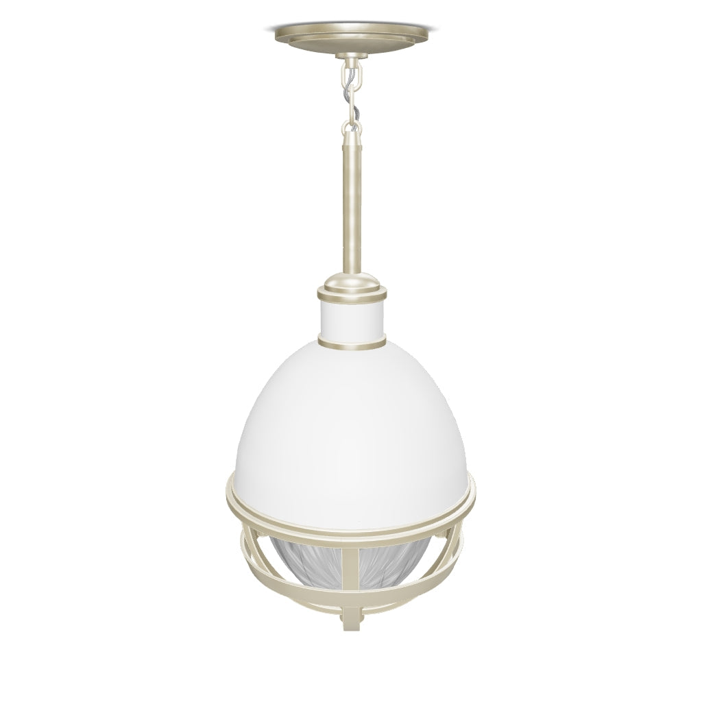 Lampa wisząca Tollis - 1 źródło światła - Białe/ Szczotkowany nikiel