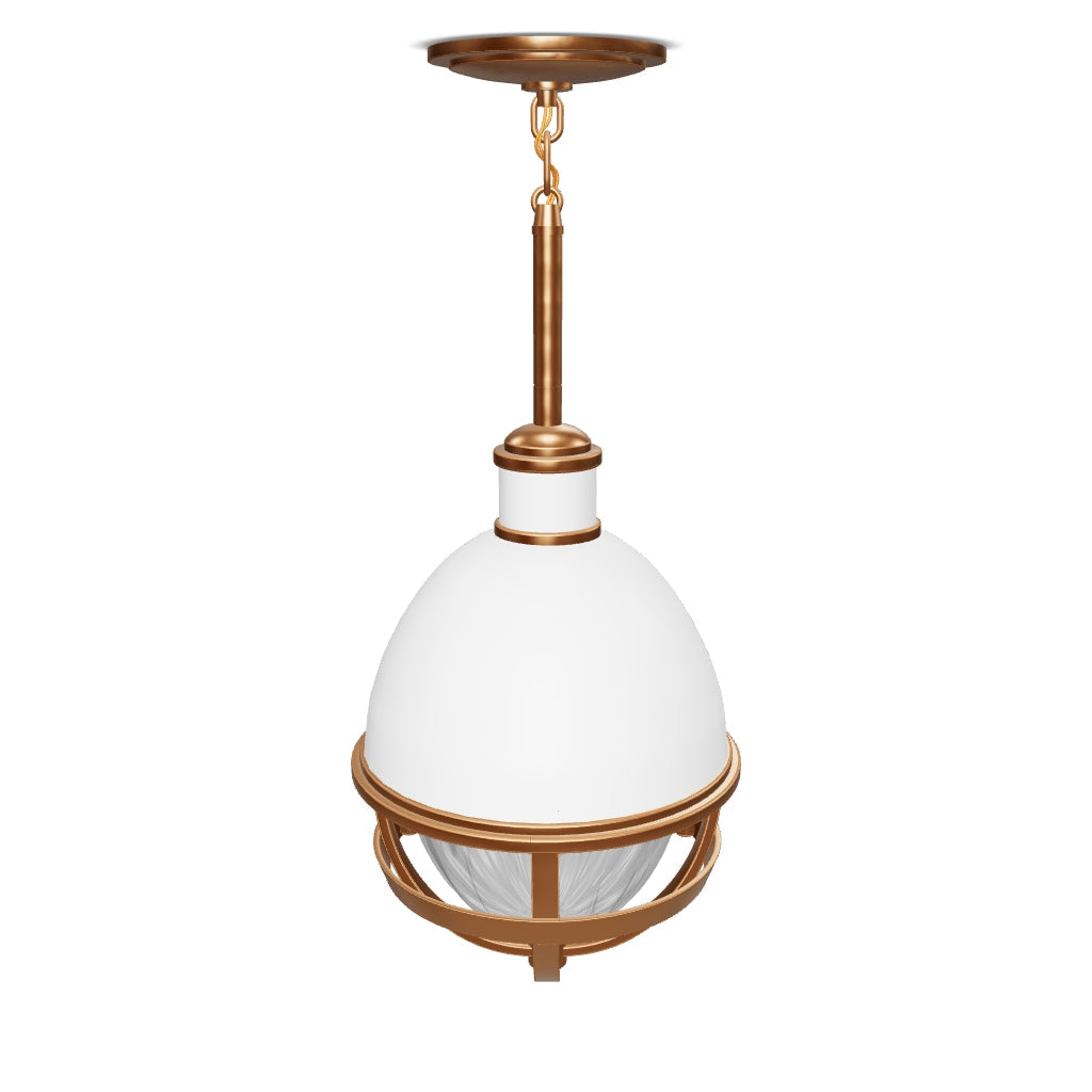 Lampa wisząca Tollis - 1 źródło światła - Białe/ Naturalny mosiądz