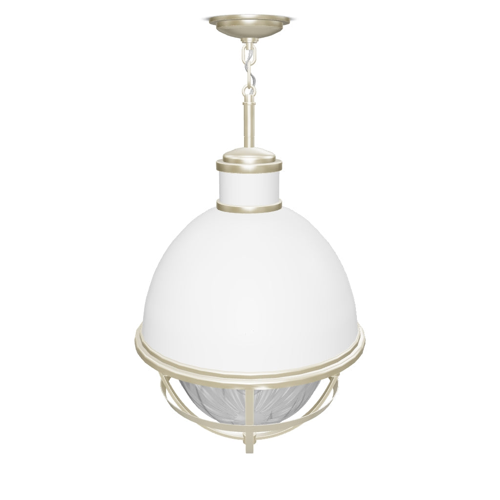 Lampa wisząca Tollis - 1 źródło światła - Białe/ Szczotkowany nikiel