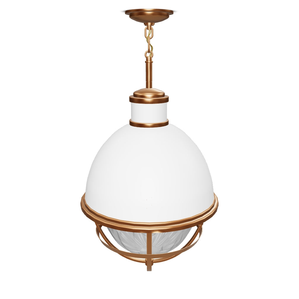 Lampa wisząca Tollis - 1 źródło światła - Białe/ Naturalny mosiądz