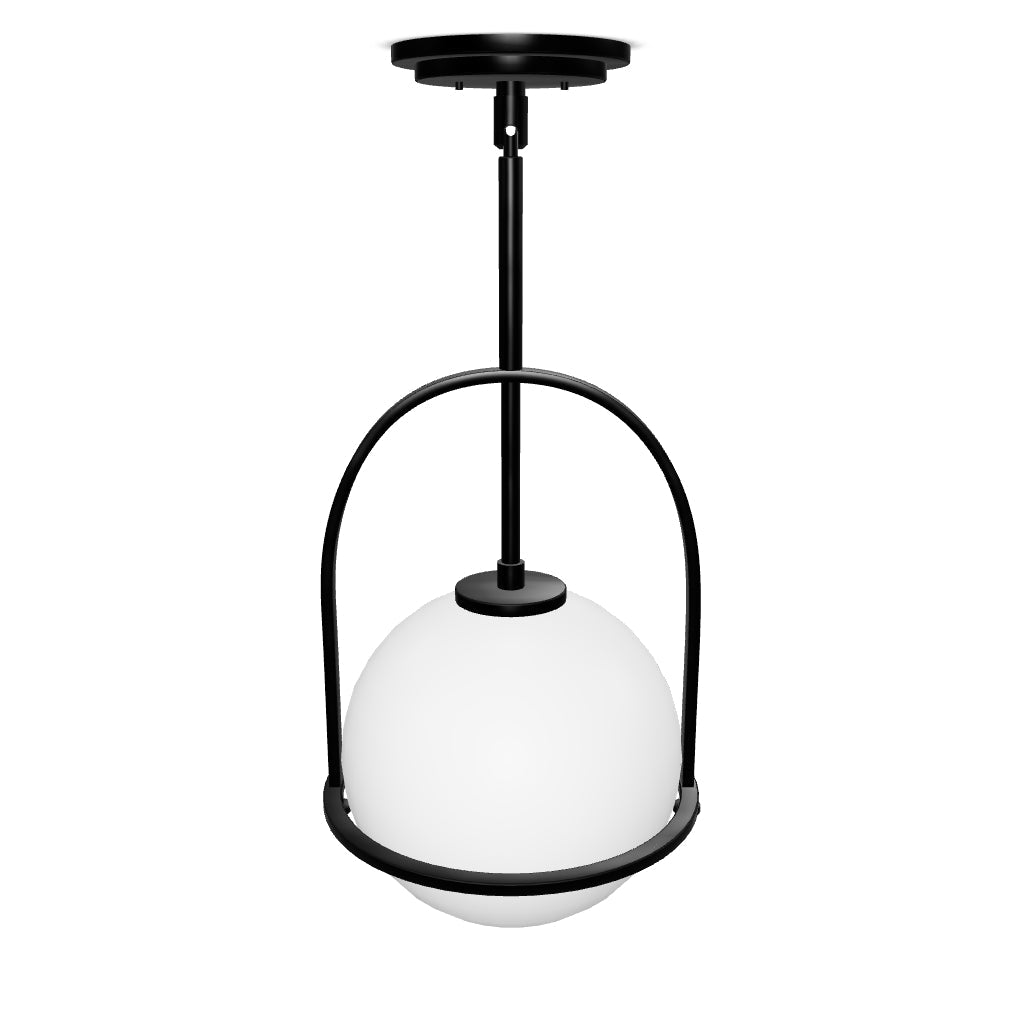 Lampa wisząca Somerset - 1 źródło światła - Opalowe szkło - Czarna