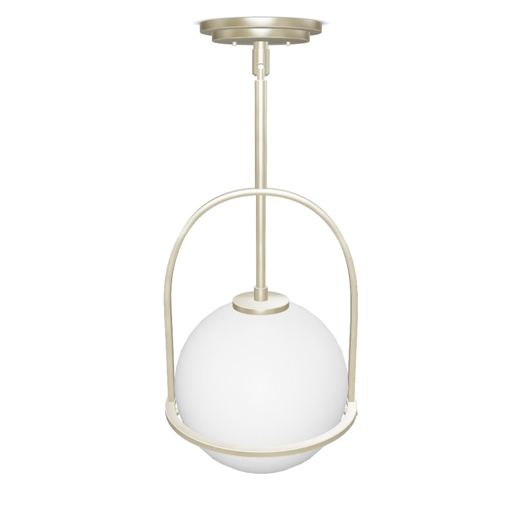 Lampa wisząca Somerset - 1 źródło światła - Opalowe szkło - Szczotkowany nikiel