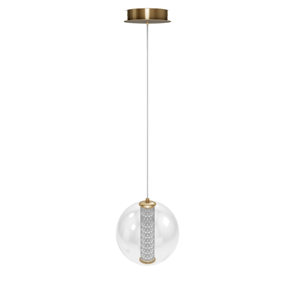 Lampa wisząca Atomo - 1 źródło światła - Szczotkowane złoto, Eurofase