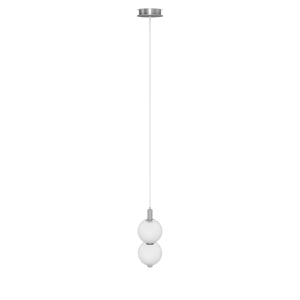 Mała lampa wisząca Palams - 2 źródła światła - Polerowany nikiel, Eurofase