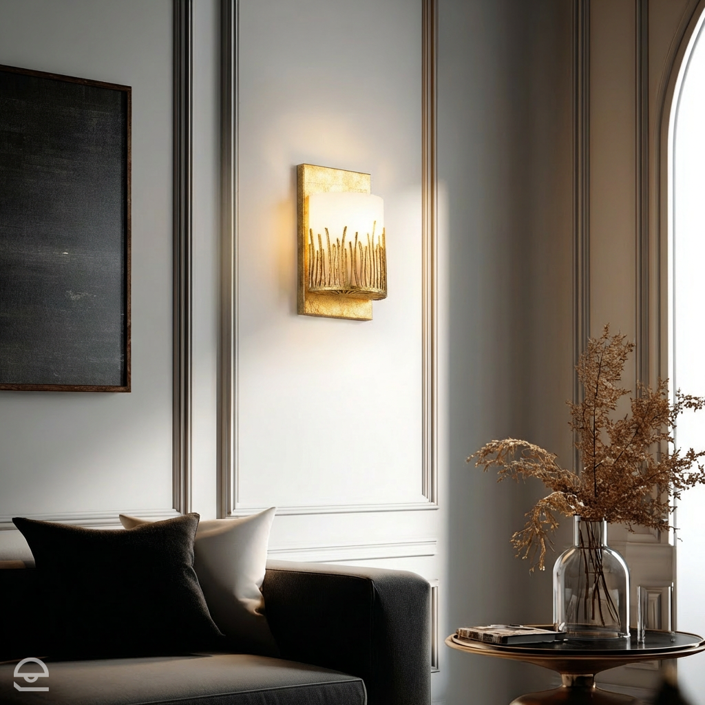 Prostokątny kinkiet Sawgrass płatkowe złoto