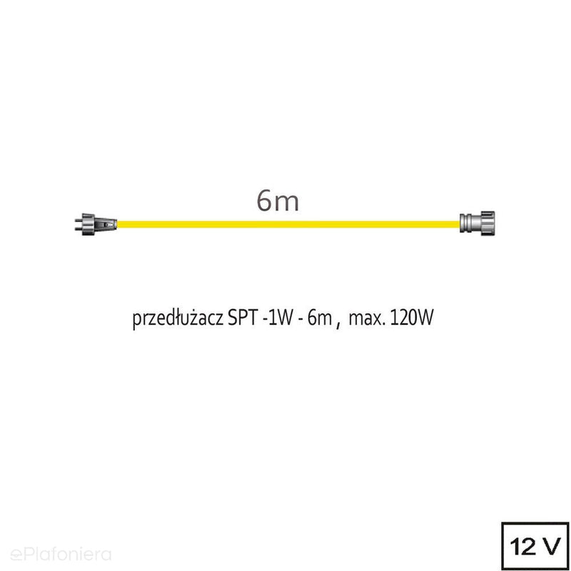 Przedłużacz 6m SPT-1W (IP 44) - AKCESORIA systemu 12V LED Polned (6005011)