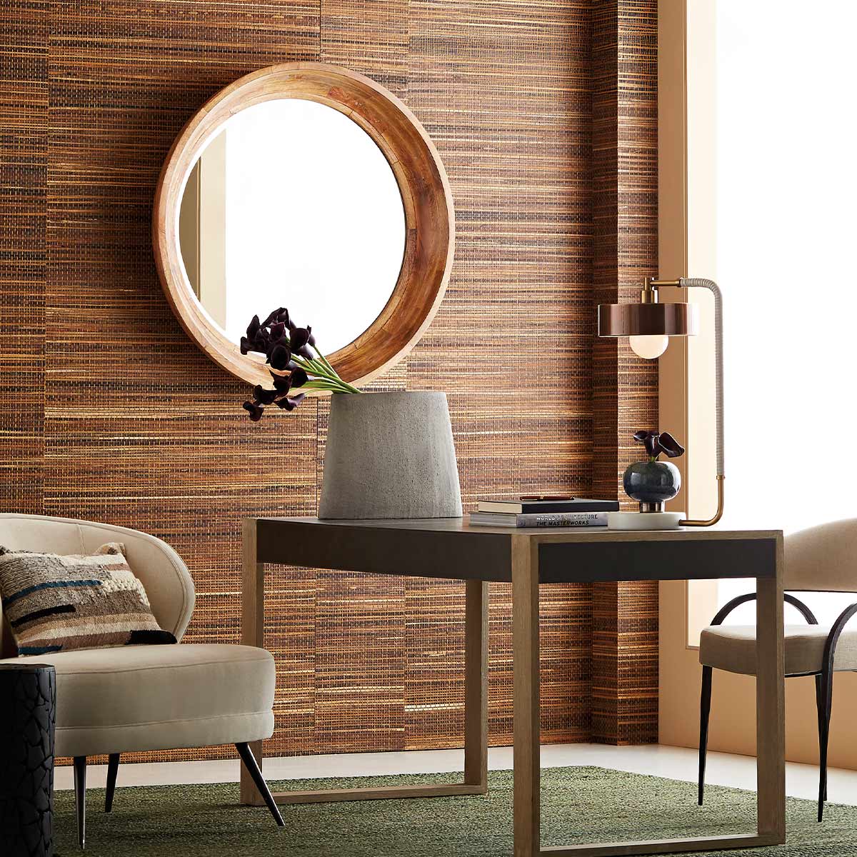 Aaron – lampa stołowa z białym marmurem i antycznym brązem