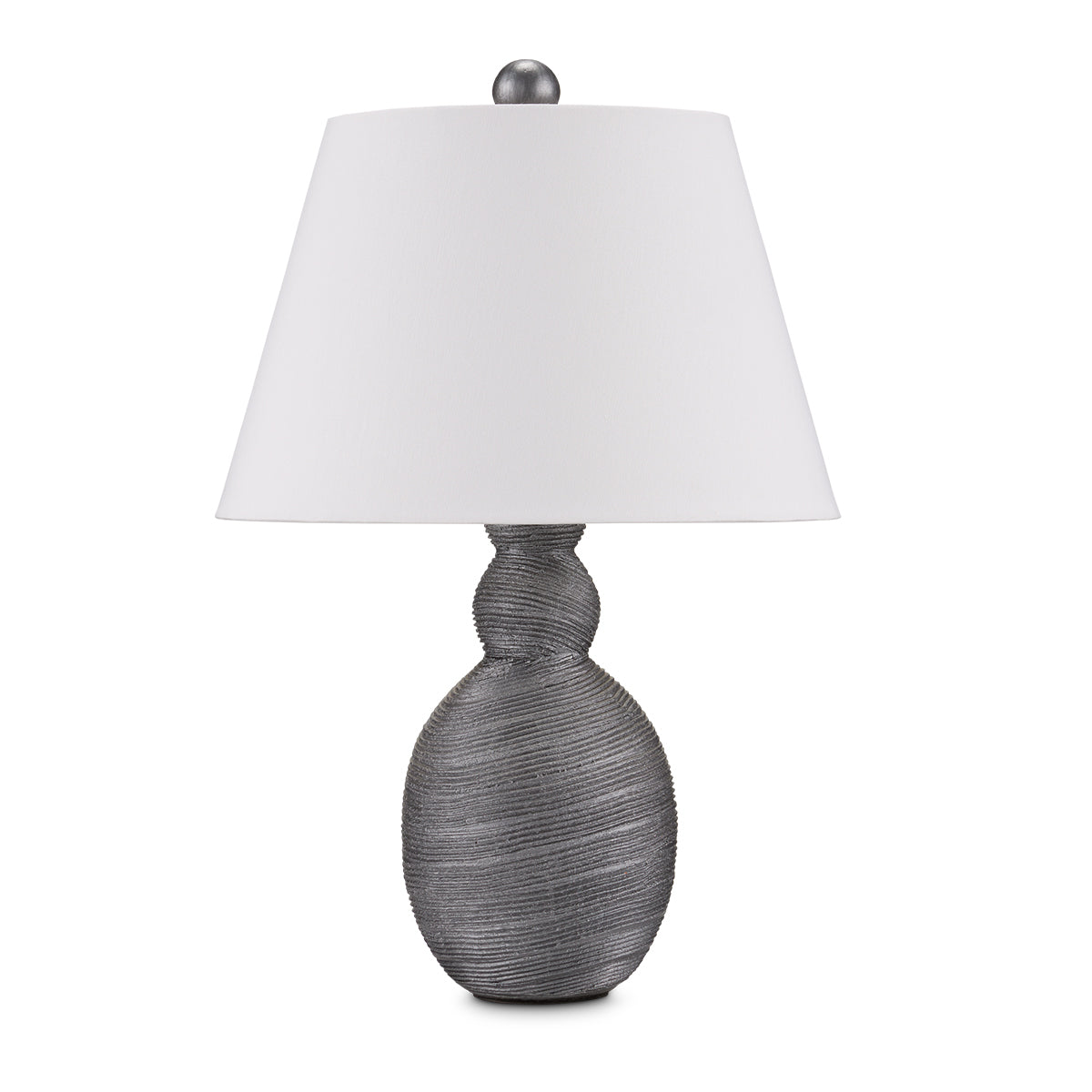Basalt – ceramiczna lampa stołowa z abażurem jedwabnym shantung