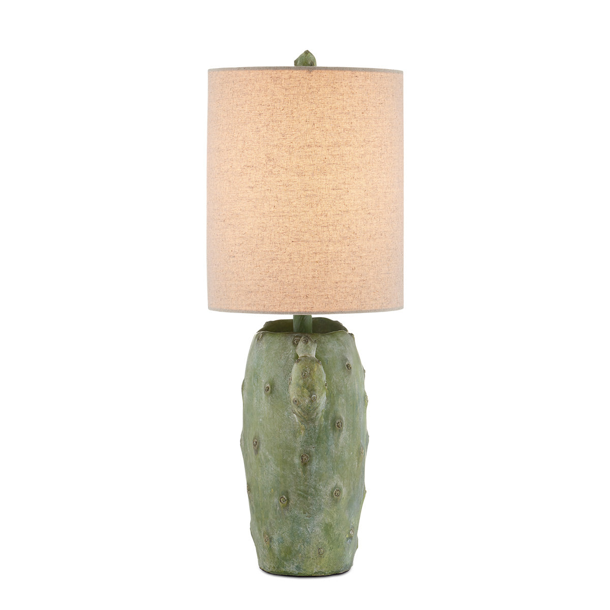 Cactus – lampa stołowa z motywem kaktusa, patynowana zieleń