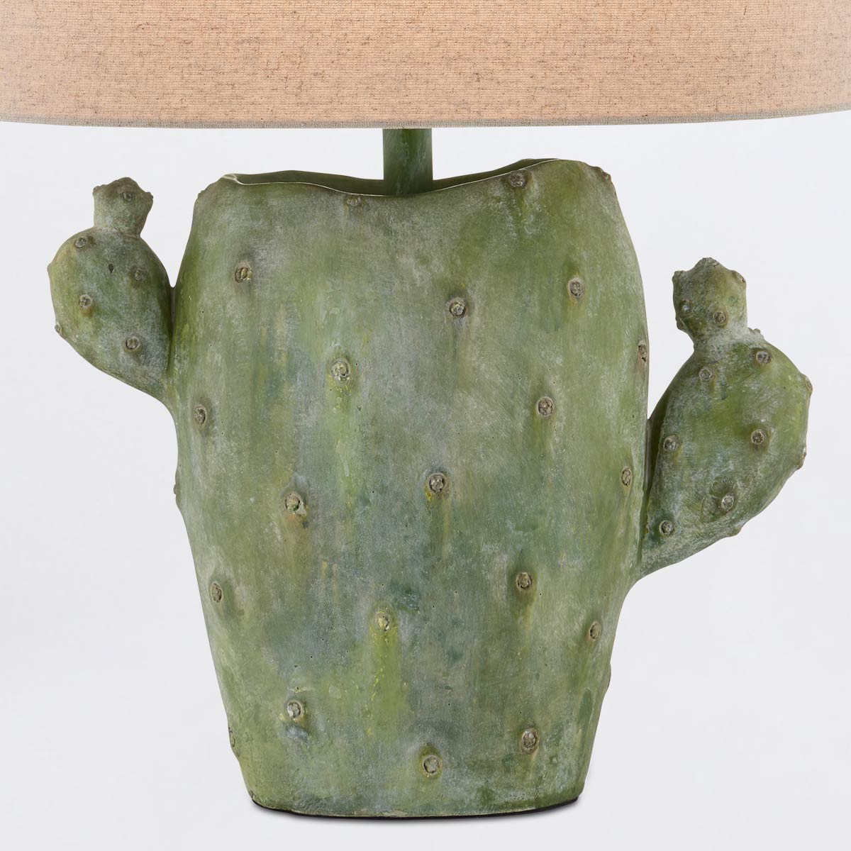 Cactus – lampa stołowa z motywem kaktusa, patynowana zieleń