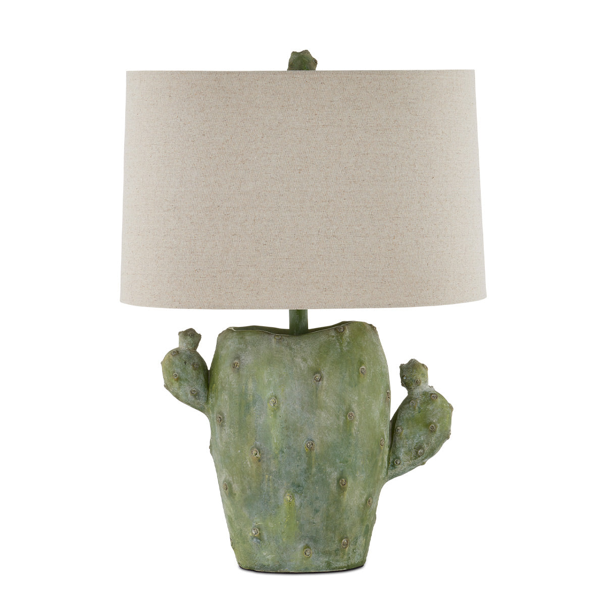 Cactus – lampa stołowa z motywem kaktusa, patynowana zieleń