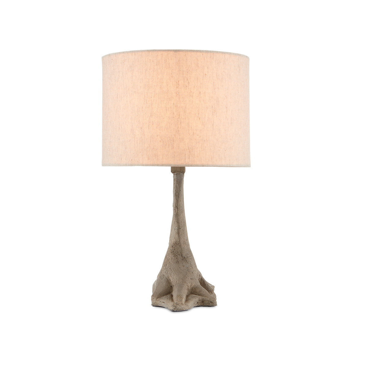 Cotswold – lampa stołowa bonsai z betonu i żelaza z lnianym abażurem