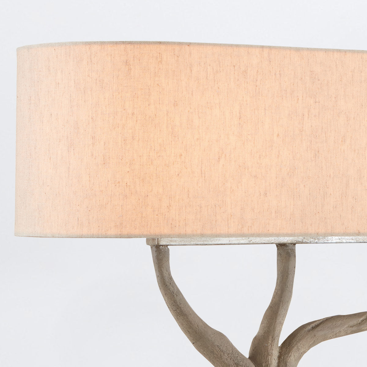 Cotswold – lampa stołowa bonsai z betonu i żelaza z lnianym abażurem