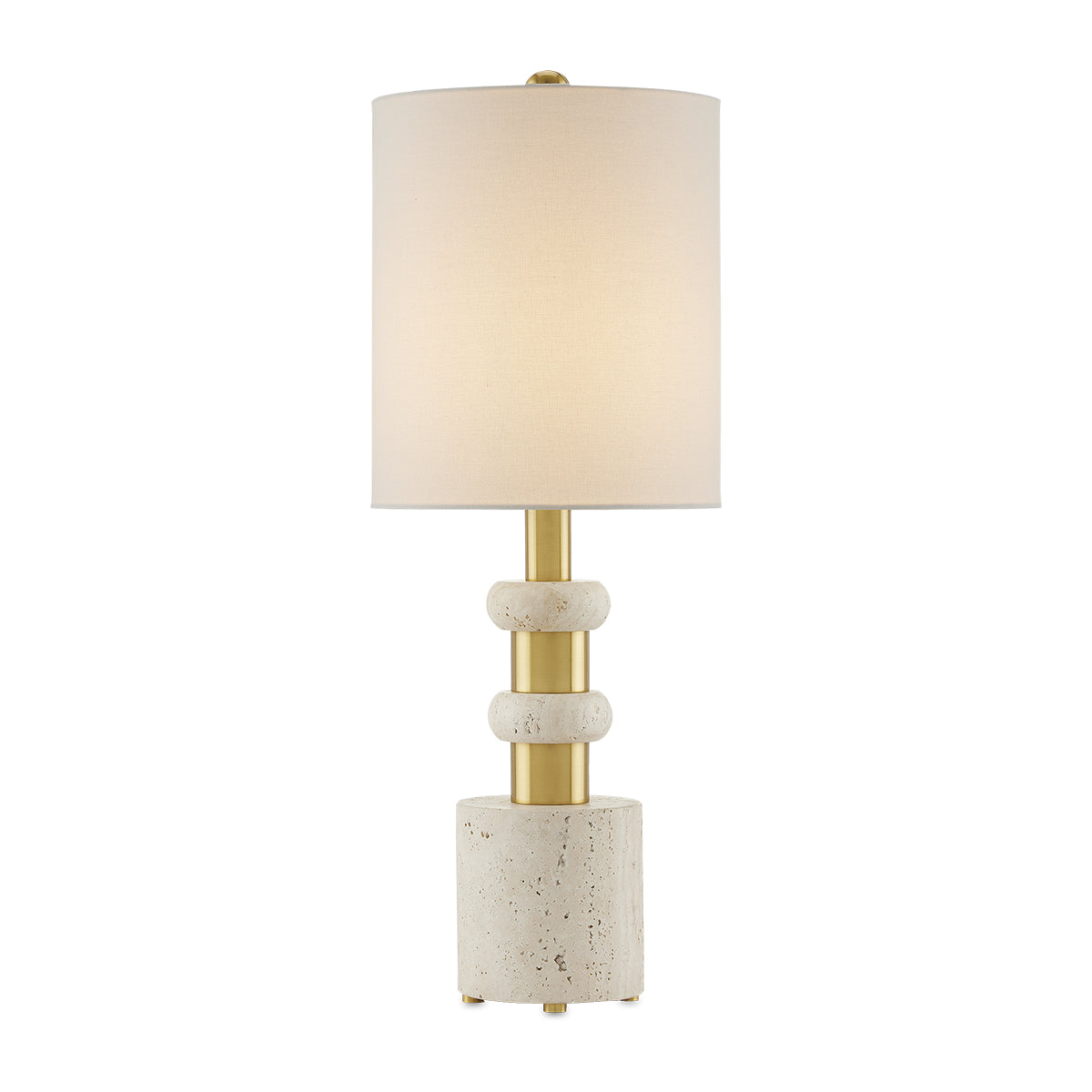 Goletta – geometryczna lampa stołowa z trawertynu, inspiracja latami 20.