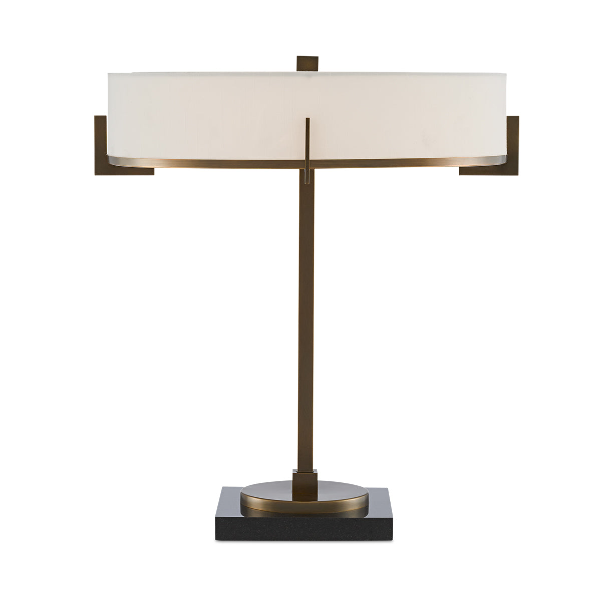 Jacobi – lampa stołowa na czarnej marmurowej podstawie z abażurem shantung