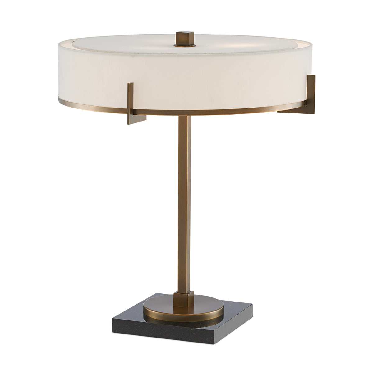 Jacobi – lampa stołowa na czarnej marmurowej podstawie z abażurem shantung