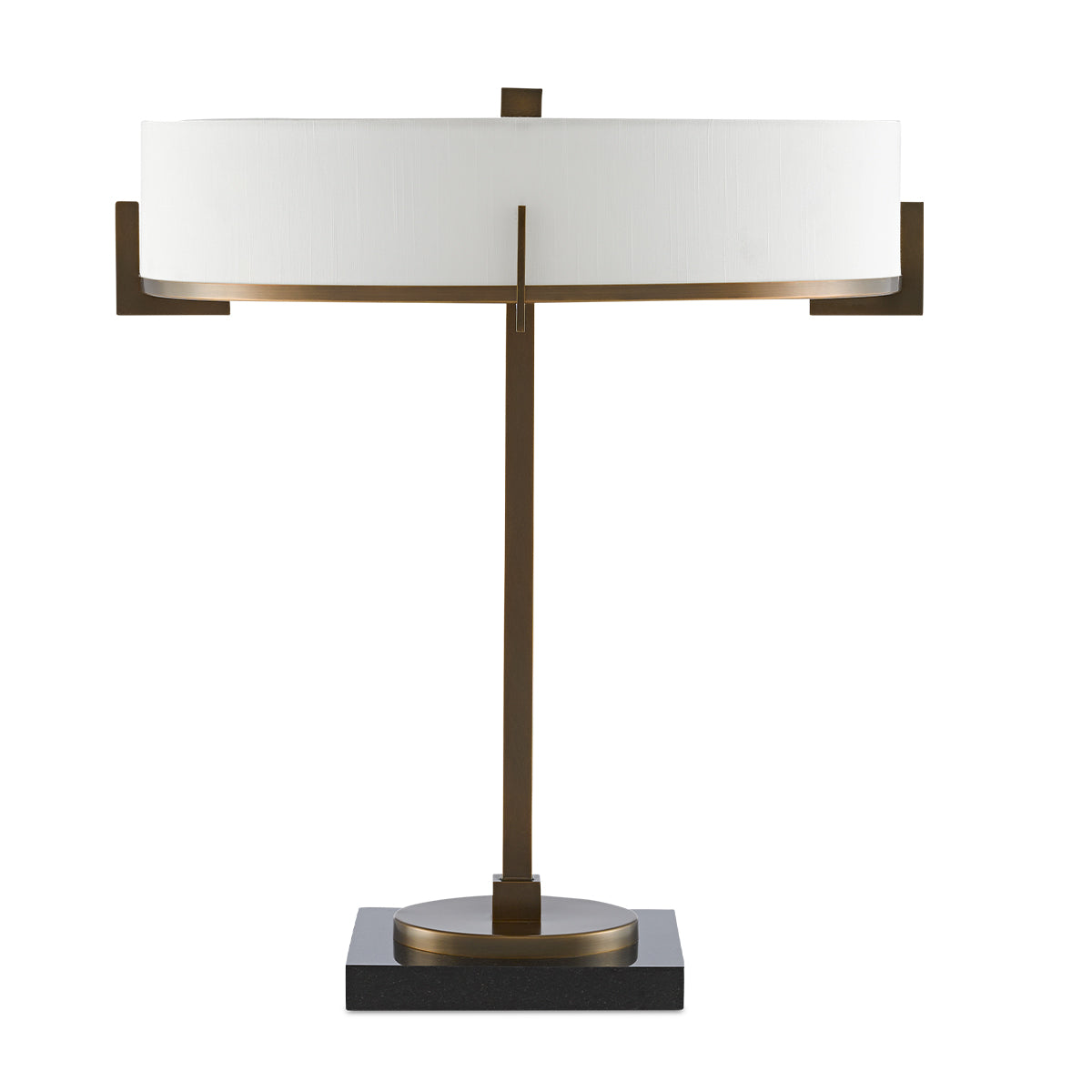 Jacobi – lampa stołowa na czarnej marmurowej podstawie z abażurem shantung