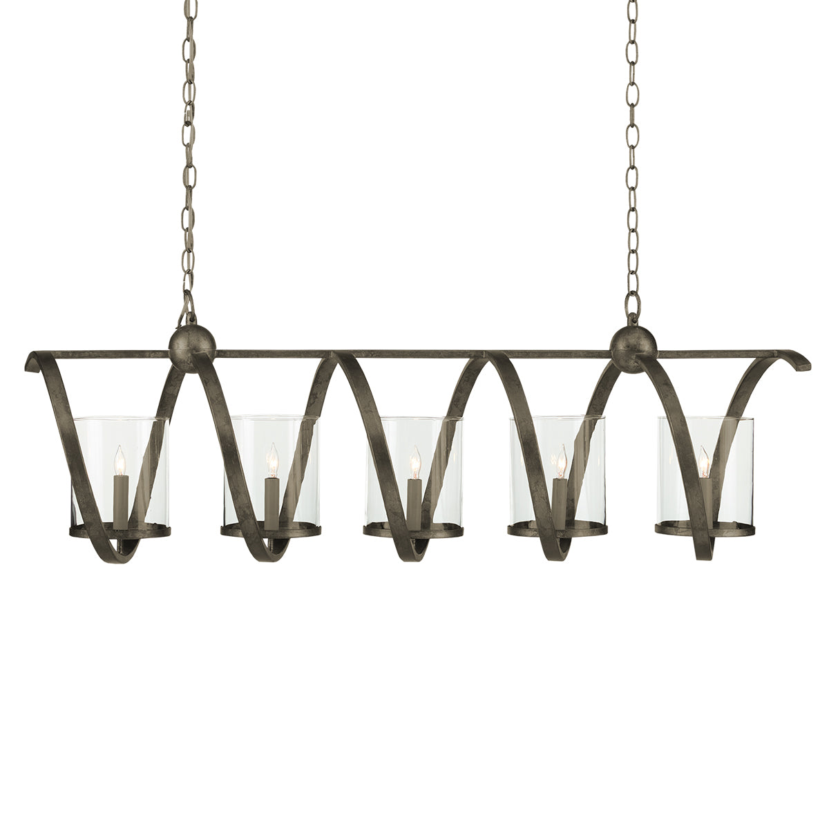 Maximus – podłużna lampa wisząca ze spiralną wstęgą, pirytowy brąz