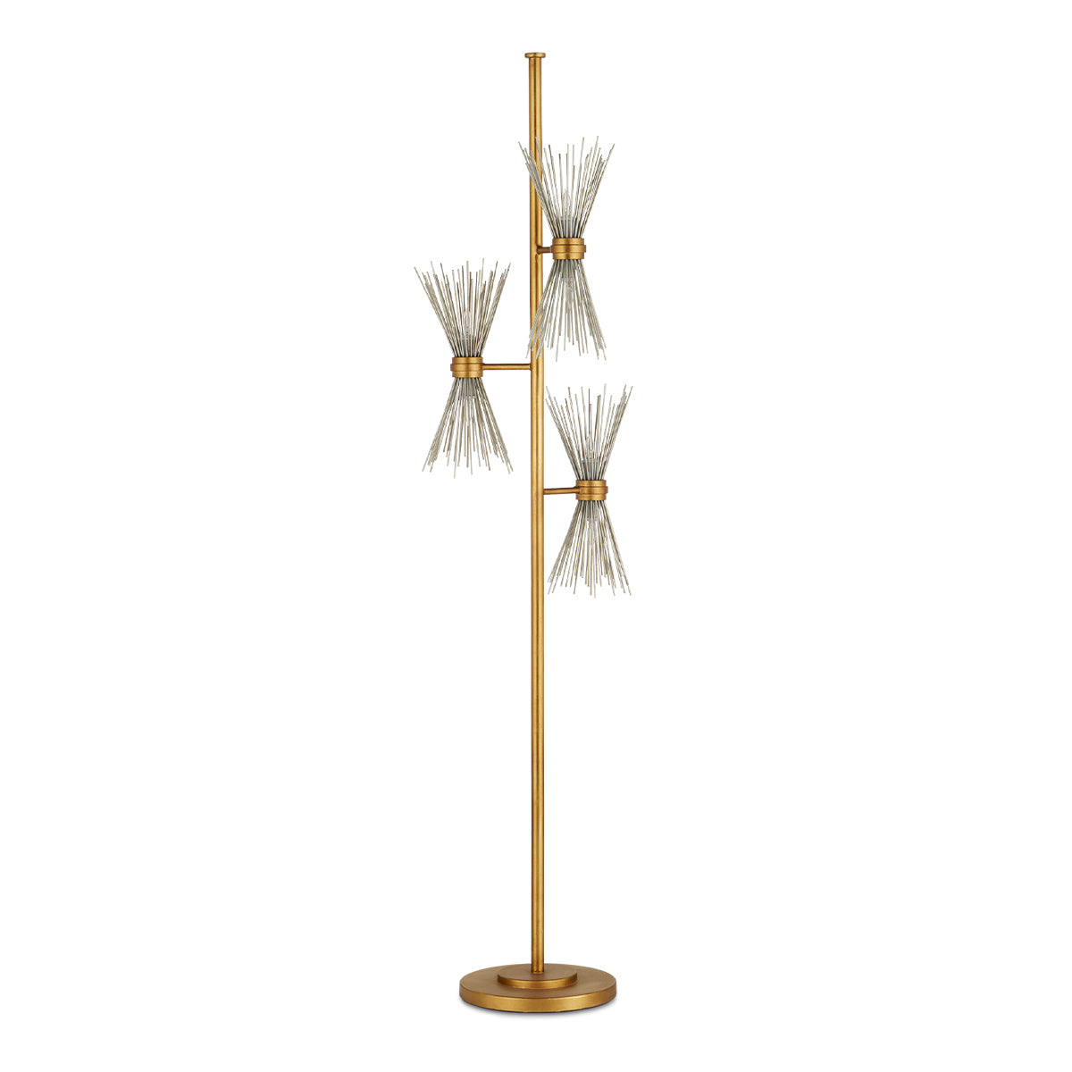 Novatude Floor – lampa podłogowa z kutego żelaza w płatkowym złocie i srebrze