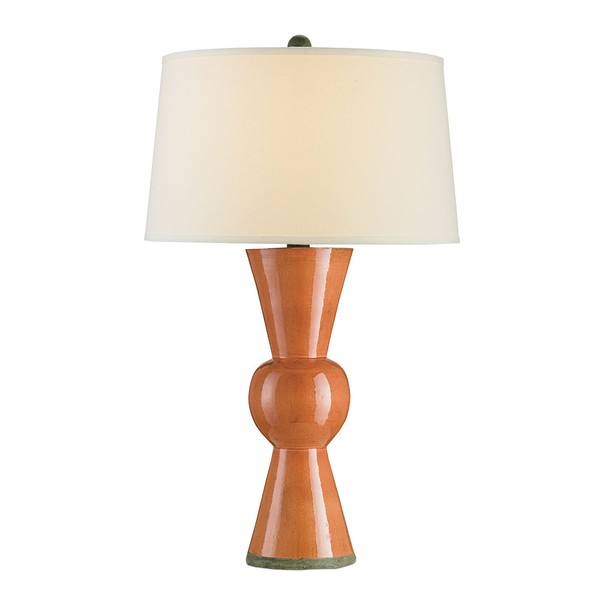 Upbeat Orange – ceramiczna lampa stołowa z lnianym abażurem, kute żelazo i pomarańcz