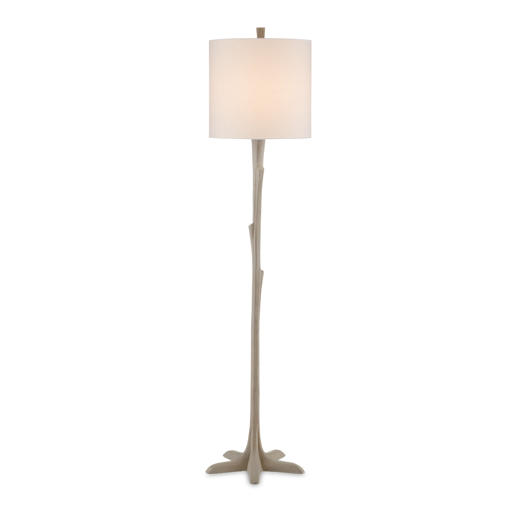 Zephyrus Floor – lampa podłogowa faux bois imitująca drewno, beton i kute żelazo