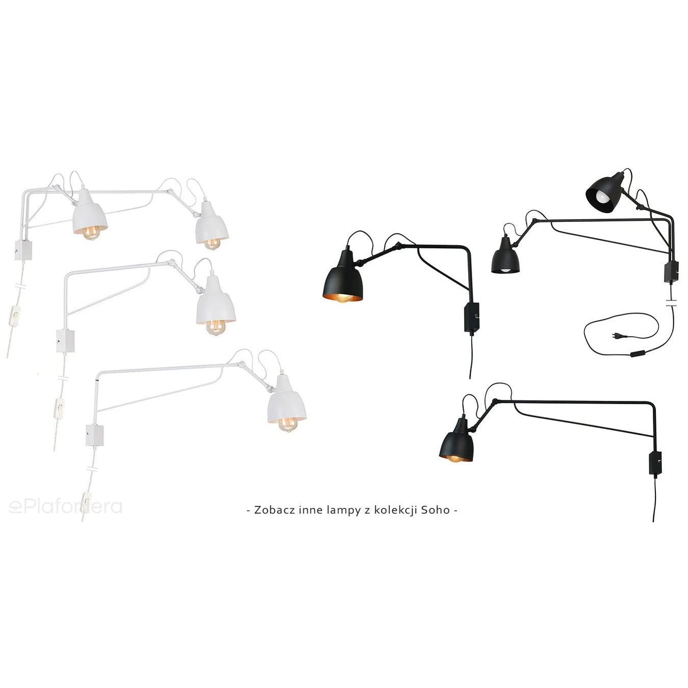 Regulowana lampa ścienna - biały kinkiet dwa ramiona (2xE27) Aldex (soho) 1002D