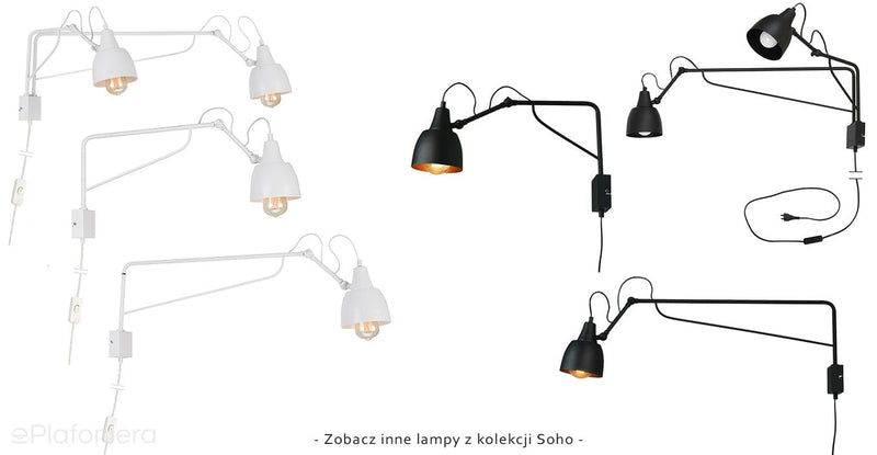 Regulowana lampa ścienna - czarny kinkiet 90cm (1xE27) Aldex (soho) 1002C1/D