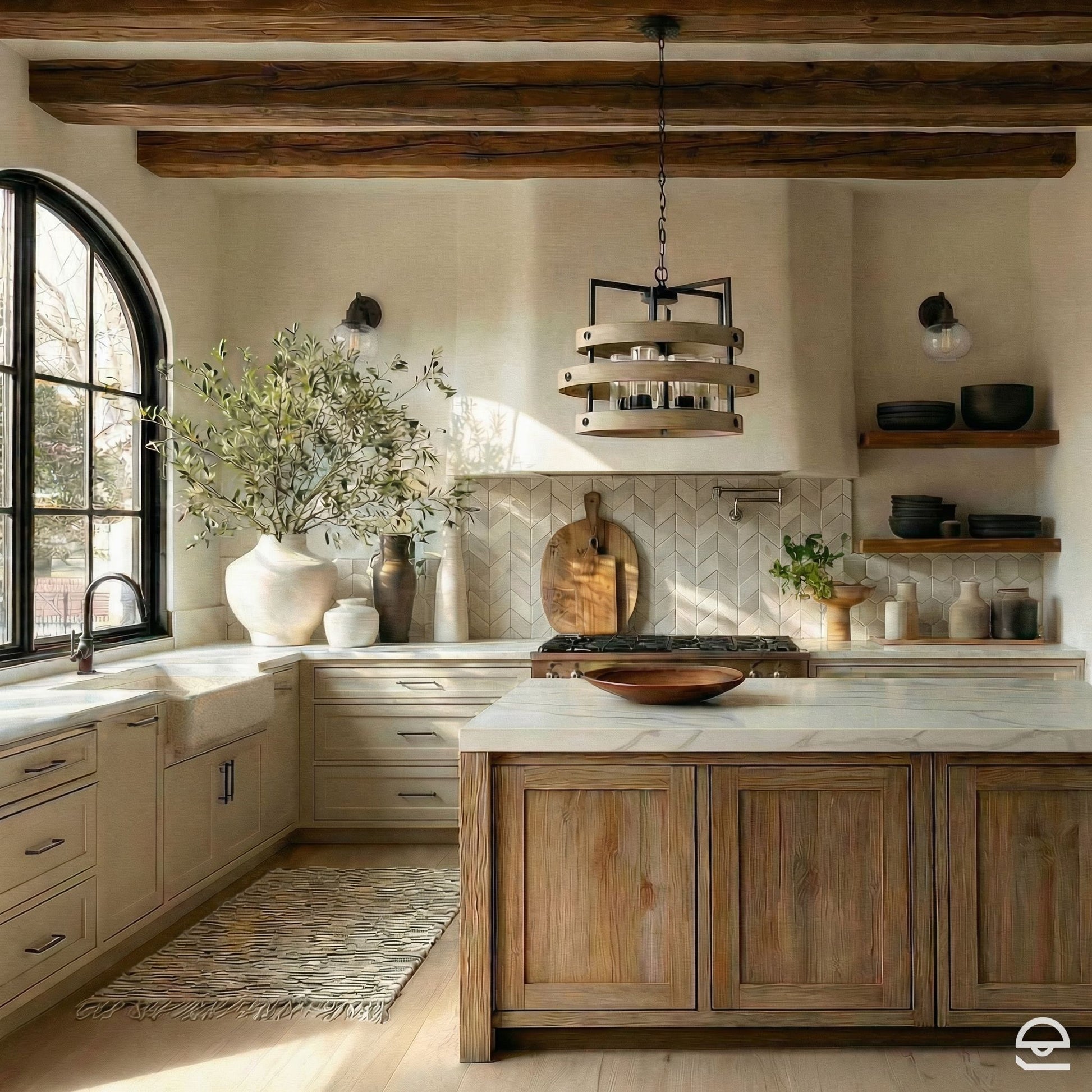 Riverwood – żyrandol z drewna jesionowego i szkła bąbelkowego