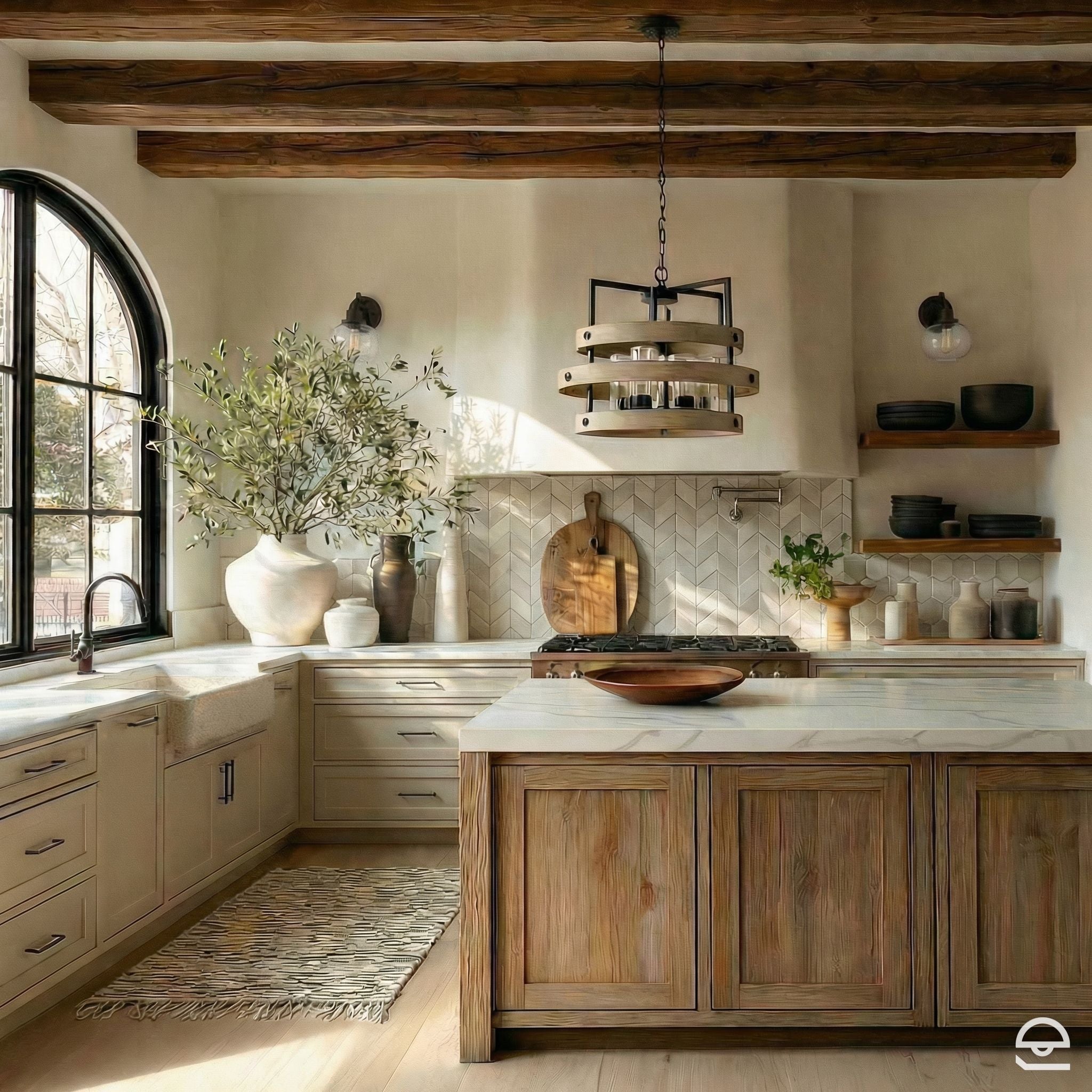 Riverwood – żyrandol z drewna jesionowego i szkła bąbelkowego