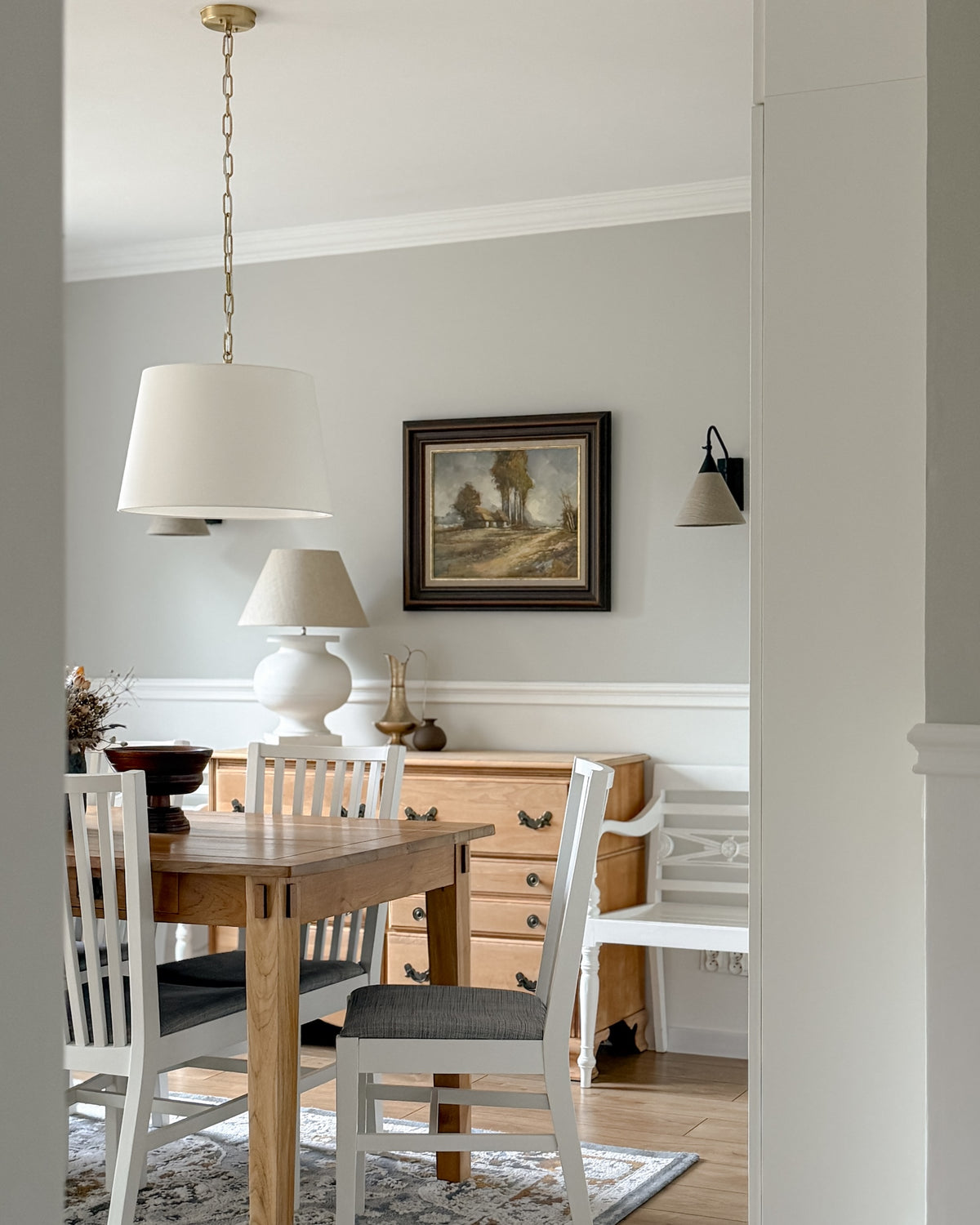 Lampa wisząca SILIA biały 45 cm - Szczotkowany mosiądz - 125 cm
