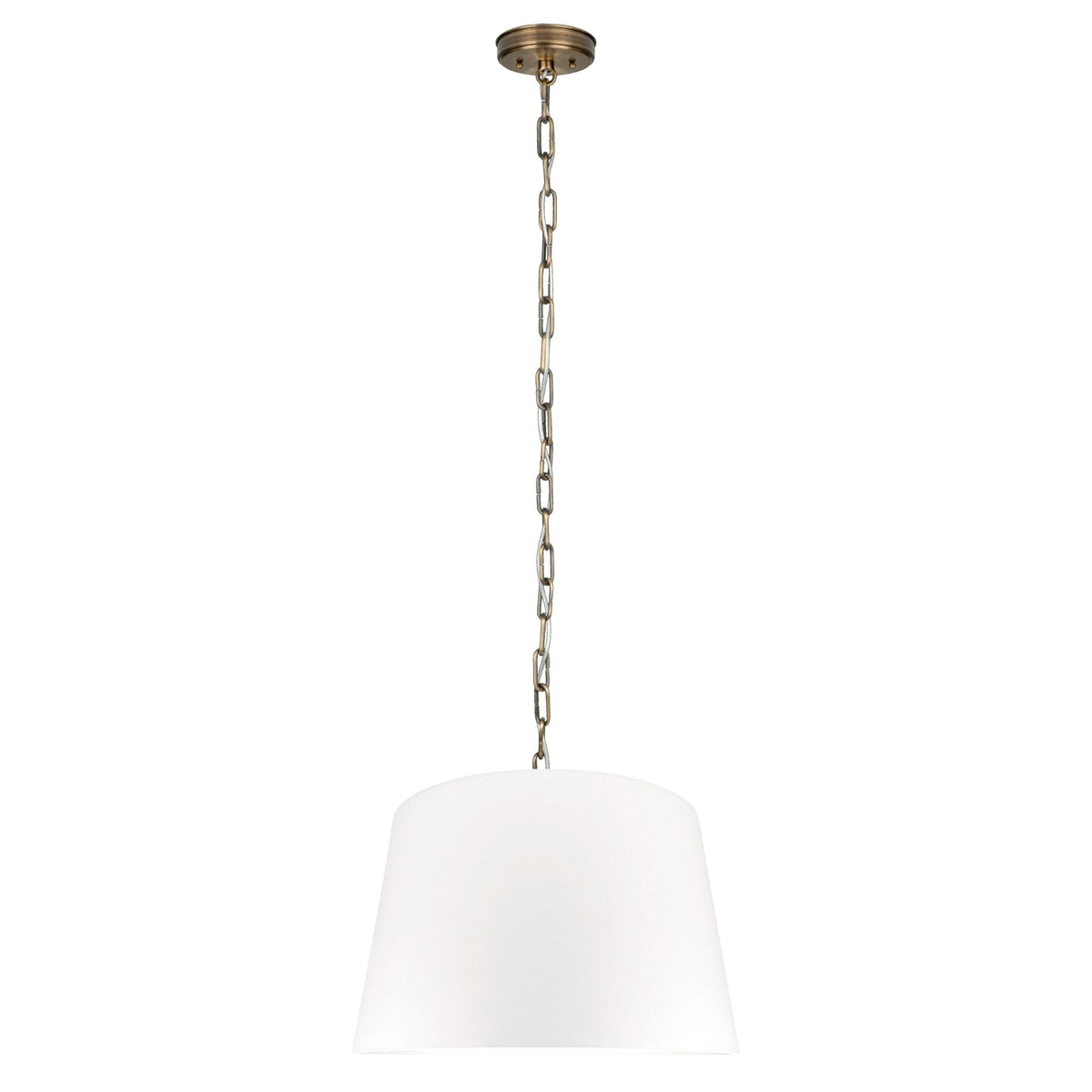 Silia – stożkowa lampa wisząca z białej bawełny na łańcuchu Ø45