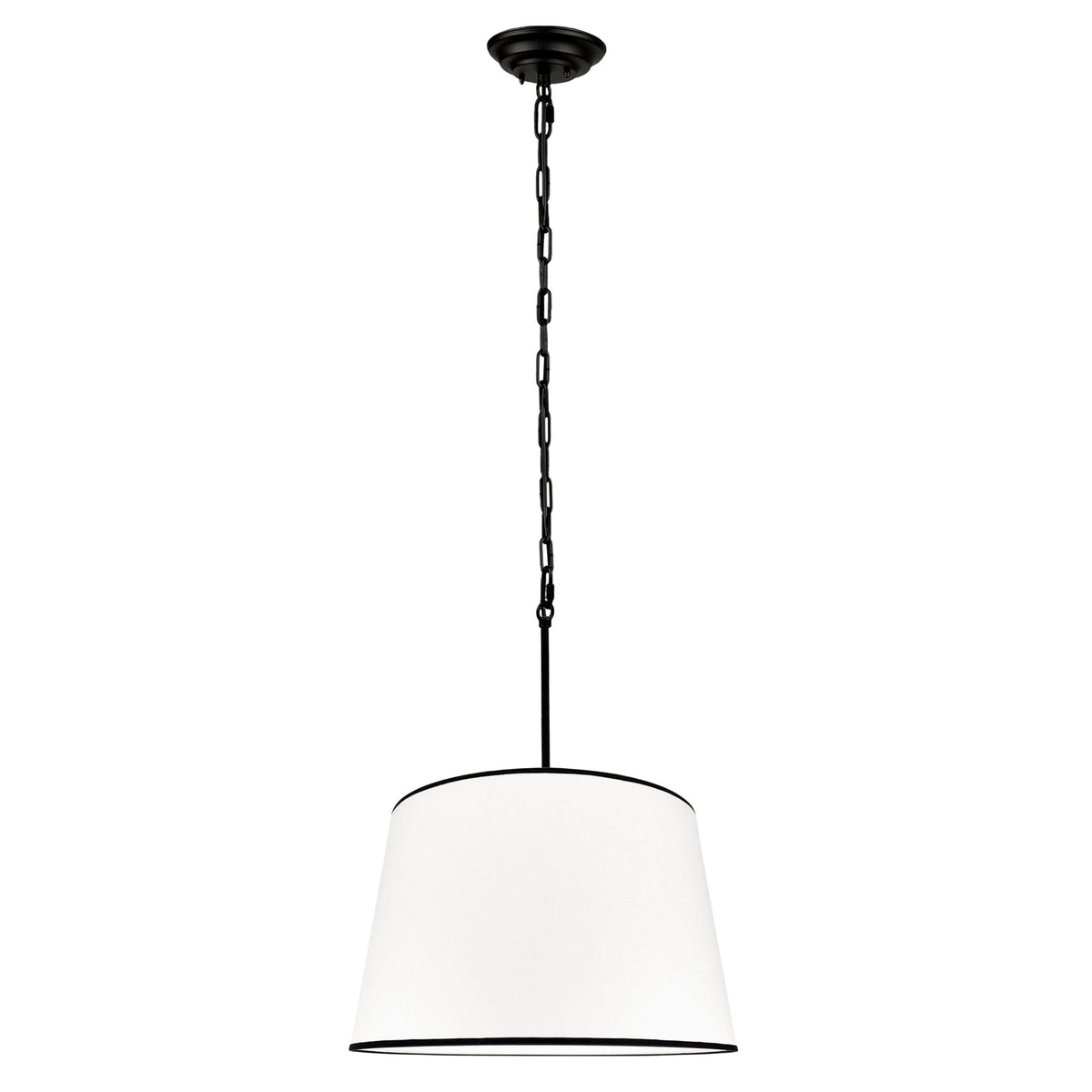 Silia Black I – stożkowa lampa wisząca z czarną lamówką na łańcuchu Ø45