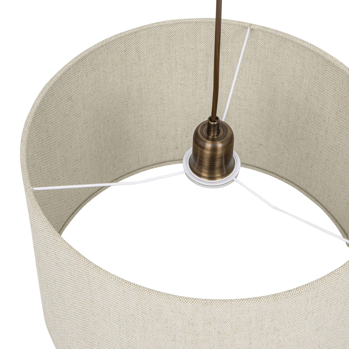Lino Walec – lampa wisząca z lnianym abażurem i mosiądzem Ø38