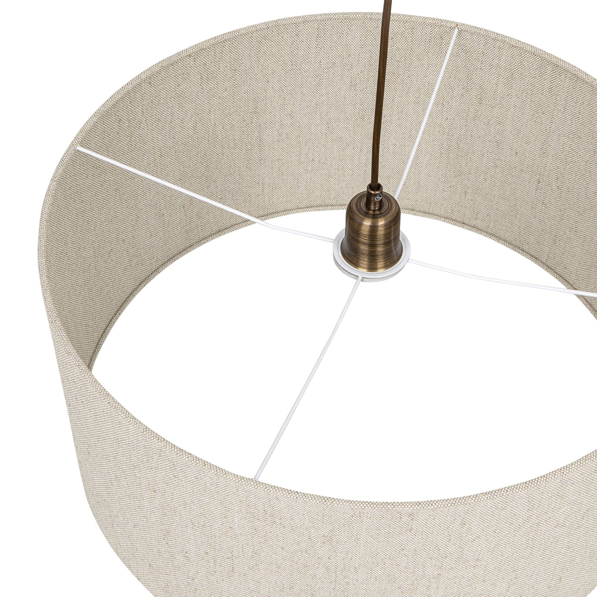 Lino Walec – lampa wisząca z lnianym abażurem i mosiądzem Ø50