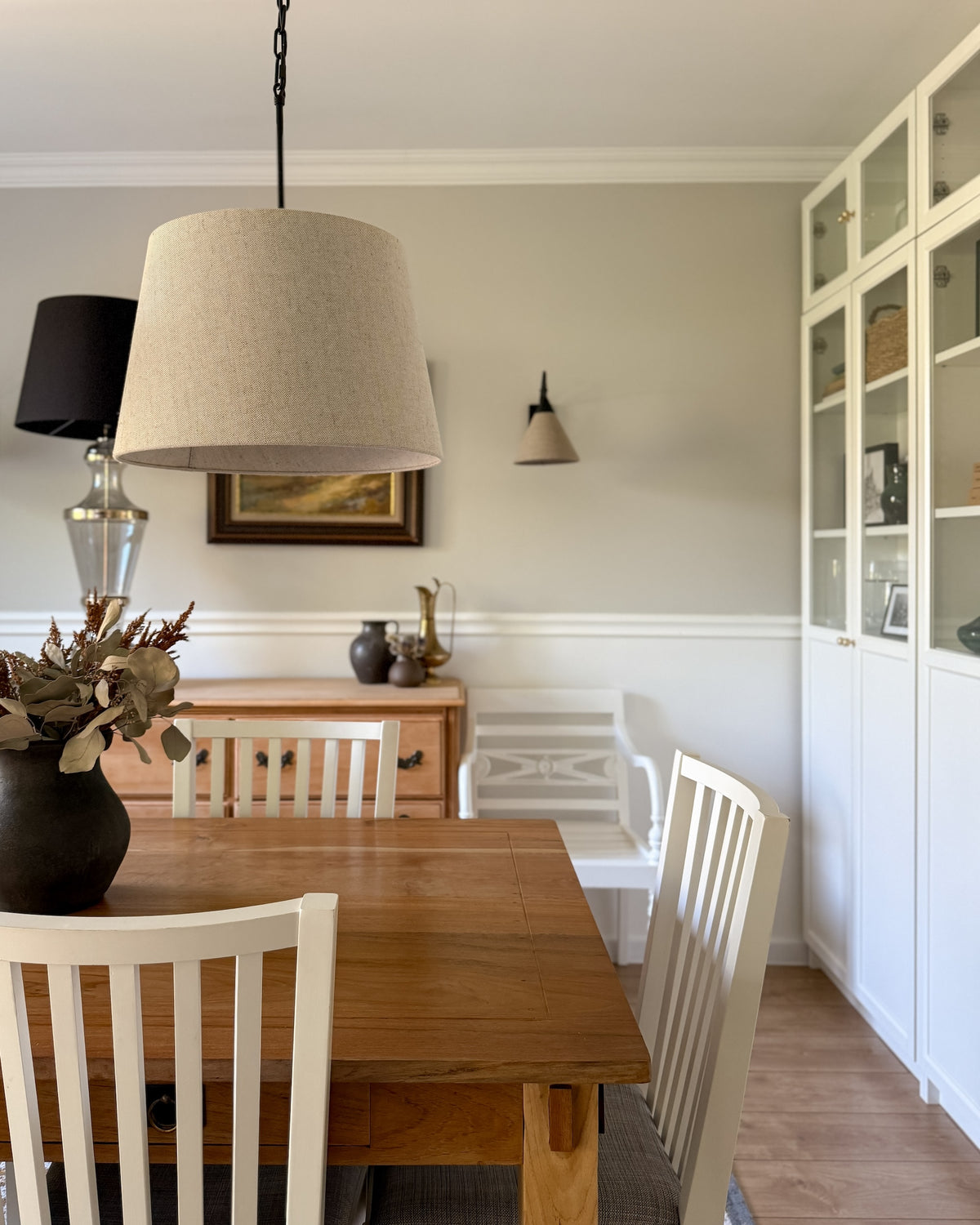 Lampa wisząca SILIA len 45 cm - Czarny - 144 cm